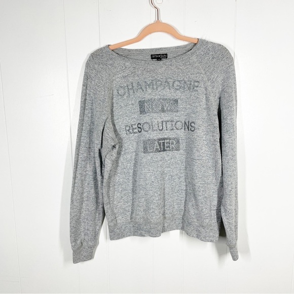 Fifth Sun Gray Champagne Now Resolutions Later Long Sleeve Top Medium - Picture 1 of 4